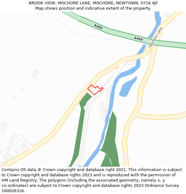 BROOK VIEW, MOCHDRE LANE, MOCHDRE, NEWTOWN, SY16 4JF: Location map and indicative extent of plot