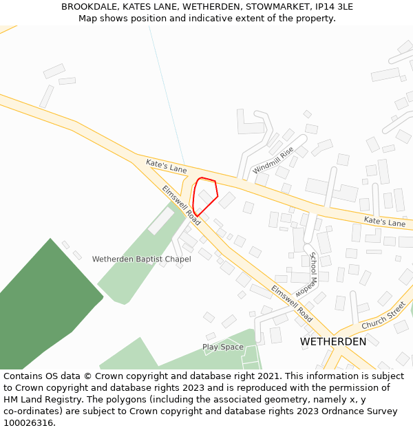 BROOKDALE, KATES LANE, WETHERDEN, STOWMARKET, IP14 3LE: Location map and indicative extent of plot