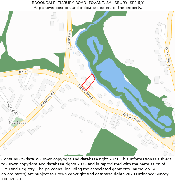 BROOKDALE, TISBURY ROAD, FOVANT, SALISBURY, SP3 5JY: Location map and indicative extent of plot