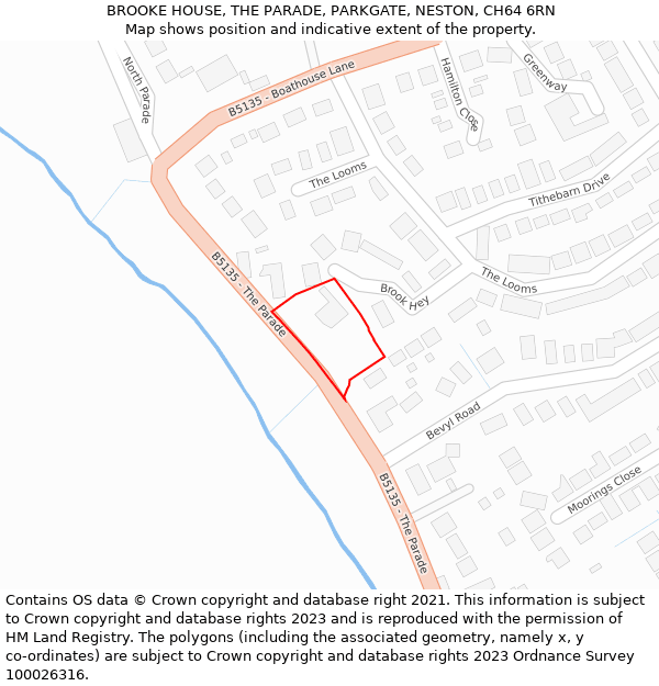 BROOKE HOUSE, THE PARADE, PARKGATE, NESTON, CH64 6RN: Location map and indicative extent of plot