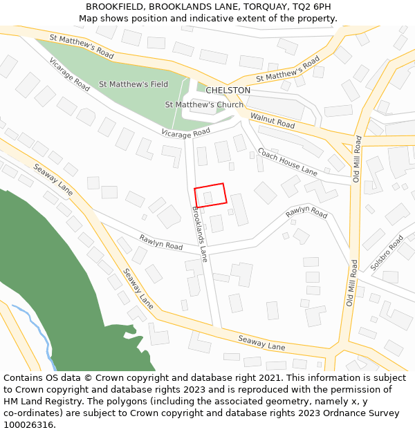 BROOKFIELD, BROOKLANDS LANE, TORQUAY, TQ2 6PH: Location map and indicative extent of plot