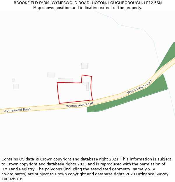 BROOKFIELD FARM, WYMESWOLD ROAD, HOTON, LOUGHBOROUGH, LE12 5SN: Location map and indicative extent of plot