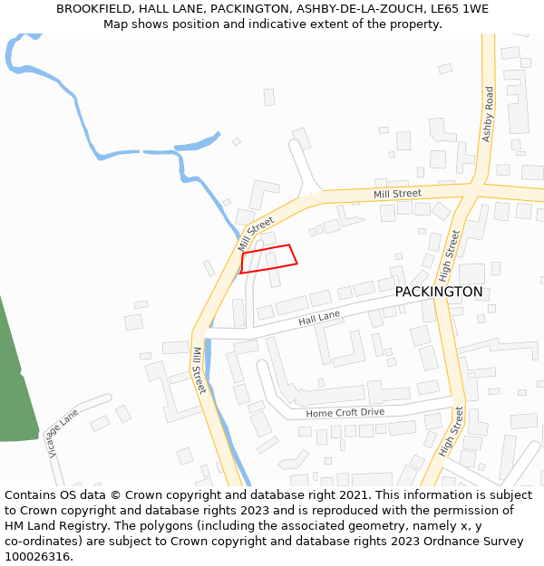 BROOKFIELD, HALL LANE, PACKINGTON, ASHBY-DE-LA-ZOUCH, LE65 1WE: Location map and indicative extent of plot