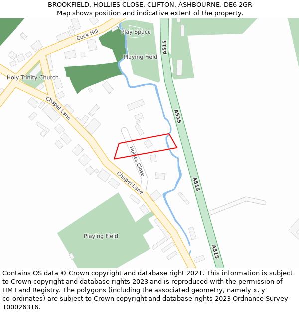 BROOKFIELD, HOLLIES CLOSE, CLIFTON, ASHBOURNE, DE6 2GR: Location map and indicative extent of plot