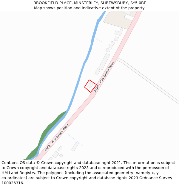 BROOKFIELD PLACE, MINSTERLEY, SHREWSBURY, SY5 0BE: Location map and indicative extent of plot