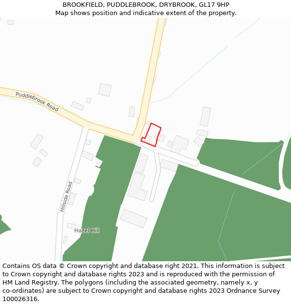 BROOKFIELD, PUDDLEBROOK, DRYBROOK, GL17 9HP: Location map and indicative extent of plot