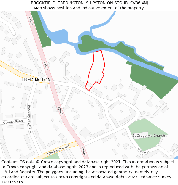 BROOKFIELD, TREDINGTON, SHIPSTON-ON-STOUR, CV36 4NJ: Location map and indicative extent of plot