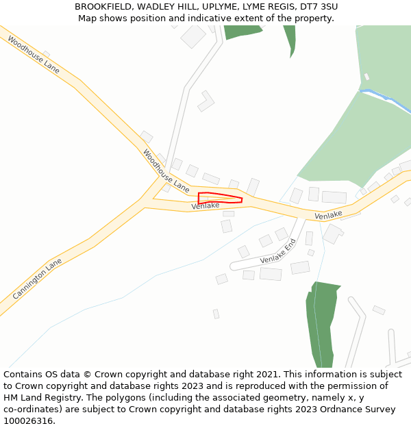BROOKFIELD, WADLEY HILL, UPLYME, LYME REGIS, DT7 3SU: Location map and indicative extent of plot