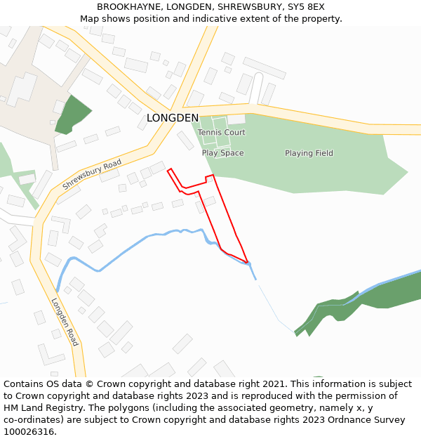 BROOKHAYNE, LONGDEN, SHREWSBURY, SY5 8EX: Location map and indicative extent of plot