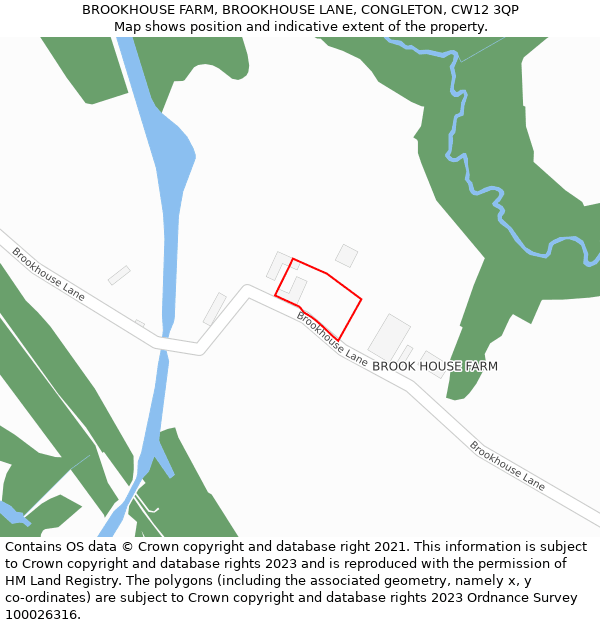 BROOKHOUSE FARM, BROOKHOUSE LANE, CONGLETON, CW12 3QP: Location map and indicative extent of plot