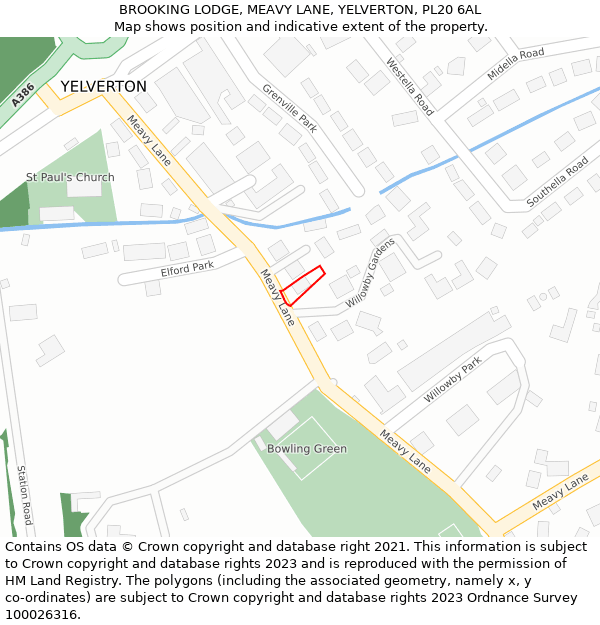 BROOKING LODGE, MEAVY LANE, YELVERTON, PL20 6AL: Location map and indicative extent of plot