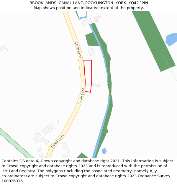 BROOKLANDS, CANAL LANE, POCKLINGTON, YORK, YO42 1NN: Location map and indicative extent of plot