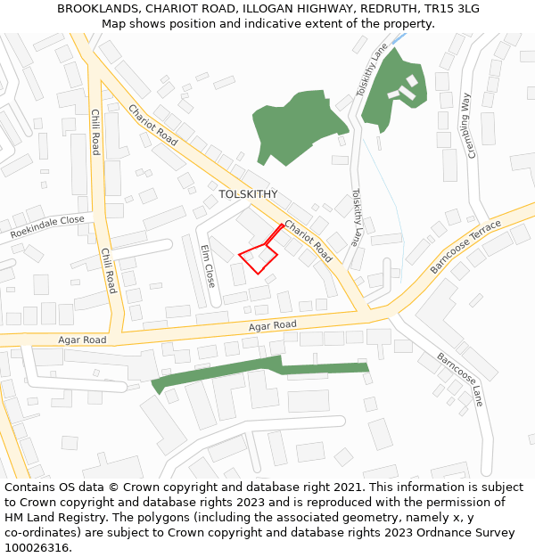 BROOKLANDS, CHARIOT ROAD, ILLOGAN HIGHWAY, REDRUTH, TR15 3LG: Location map and indicative extent of plot