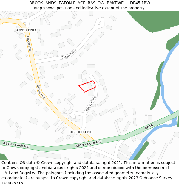 BROOKLANDS, EATON PLACE, BASLOW, BAKEWELL, DE45 1RW: Location map and indicative extent of plot