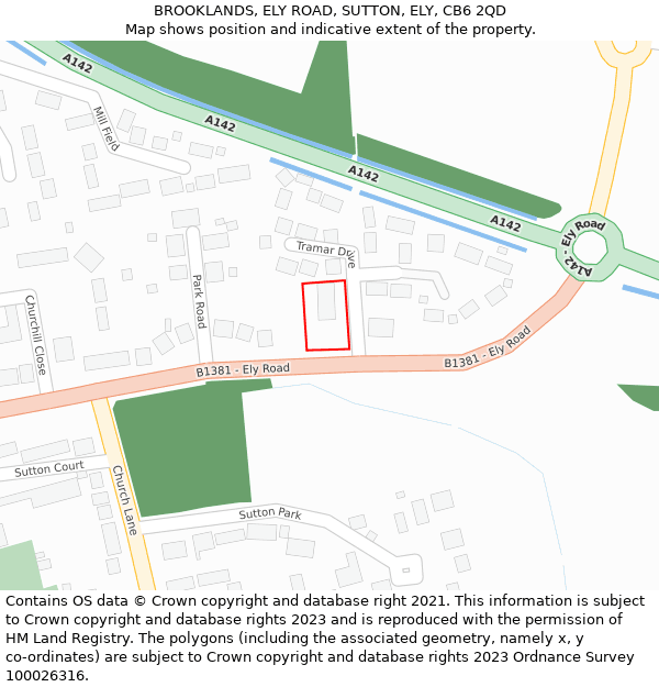 BROOKLANDS, ELY ROAD, SUTTON, ELY, CB6 2QD: Location map and indicative extent of plot