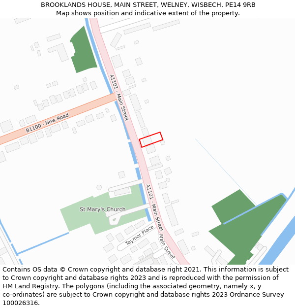 BROOKLANDS HOUSE, MAIN STREET, WELNEY, WISBECH, PE14 9RB: Location map and indicative extent of plot