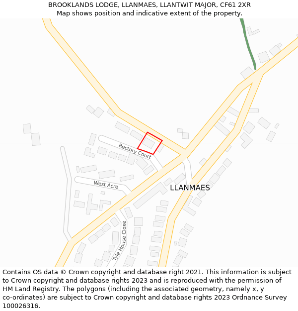 BROOKLANDS LODGE, LLANMAES, LLANTWIT MAJOR, CF61 2XR: Location map and indicative extent of plot