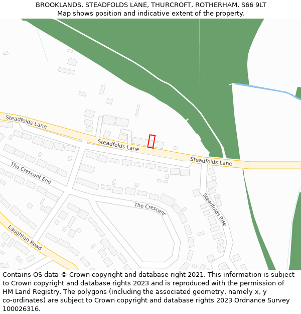 BROOKLANDS, STEADFOLDS LANE, THURCROFT, ROTHERHAM, S66 9LT: Location map and indicative extent of plot
