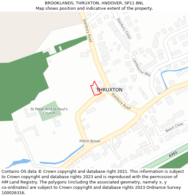 BROOKLANDS, THRUXTON, ANDOVER, SP11 8NL: Location map and indicative extent of plot