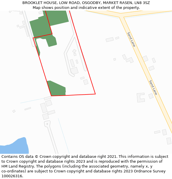 BROOKLET HOUSE, LOW ROAD, OSGODBY, MARKET RASEN, LN8 3SZ: Location map and indicative extent of plot