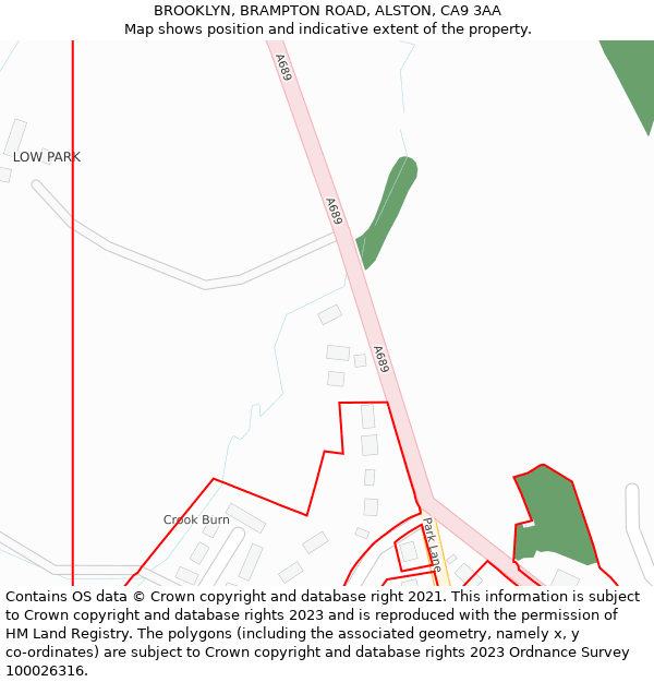 BROOKLYN, BRAMPTON ROAD, ALSTON, CA9 3AA: Location map and indicative extent of plot