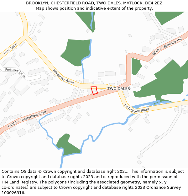 BROOKLYN, CHESTERFIELD ROAD, TWO DALES, MATLOCK, DE4 2EZ: Location map and indicative extent of plot