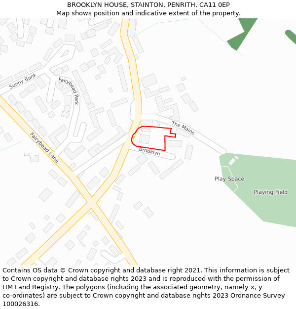 BROOKLYN HOUSE, STAINTON, PENRITH, CA11 0EP: Location map and indicative extent of plot