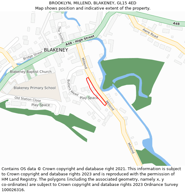 BROOKLYN, MILLEND, BLAKENEY, GL15 4ED: Location map and indicative extent of plot