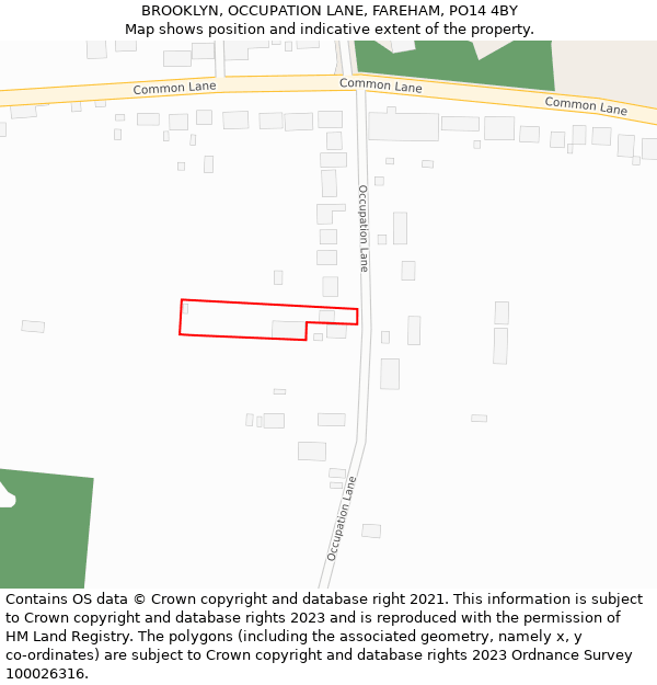 BROOKLYN, OCCUPATION LANE, FAREHAM, PO14 4BY: Location map and indicative extent of plot