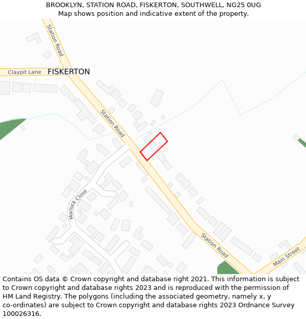 BROOKLYN, STATION ROAD, FISKERTON, SOUTHWELL, NG25 0UG: Location map and indicative extent of plot