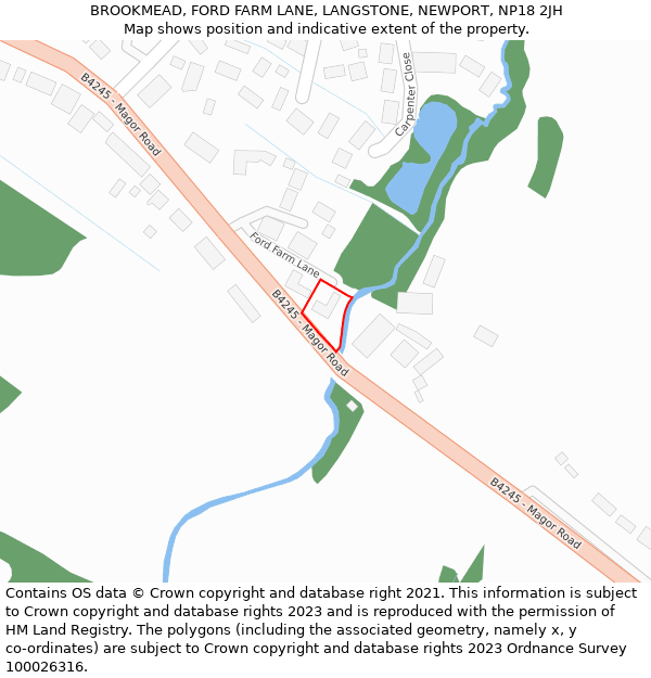 BROOKMEAD, FORD FARM LANE, LANGSTONE, NEWPORT, NP18 2JH: Location map and indicative extent of plot