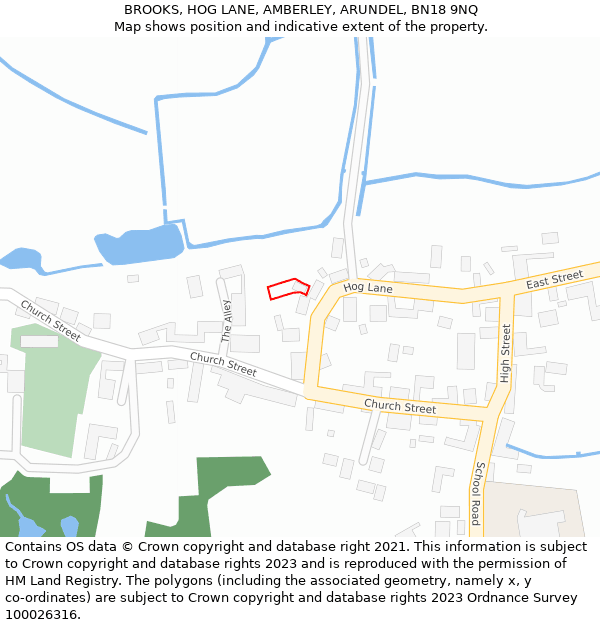 BROOKS, HOG LANE, AMBERLEY, ARUNDEL, BN18 9NQ: Location map and indicative extent of plot