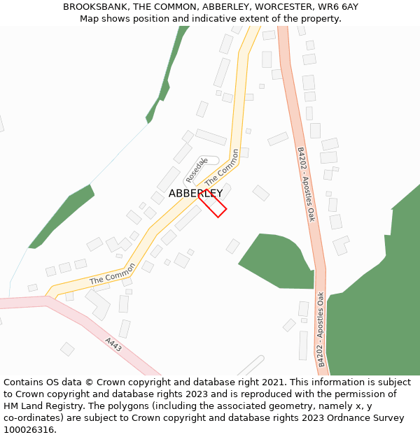 BROOKSBANK, THE COMMON, ABBERLEY, WORCESTER, WR6 6AY: Location map and indicative extent of plot