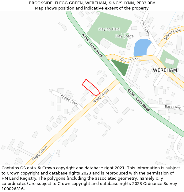 BROOKSIDE, FLEGG GREEN, WEREHAM, KING'S LYNN, PE33 9BA: Location map and indicative extent of plot