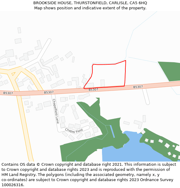 BROOKSIDE HOUSE, THURSTONFIELD, CARLISLE, CA5 6HQ: Location map and indicative extent of plot