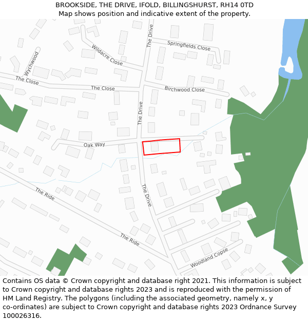 BROOKSIDE, THE DRIVE, IFOLD, BILLINGSHURST, RH14 0TD: Location map and indicative extent of plot