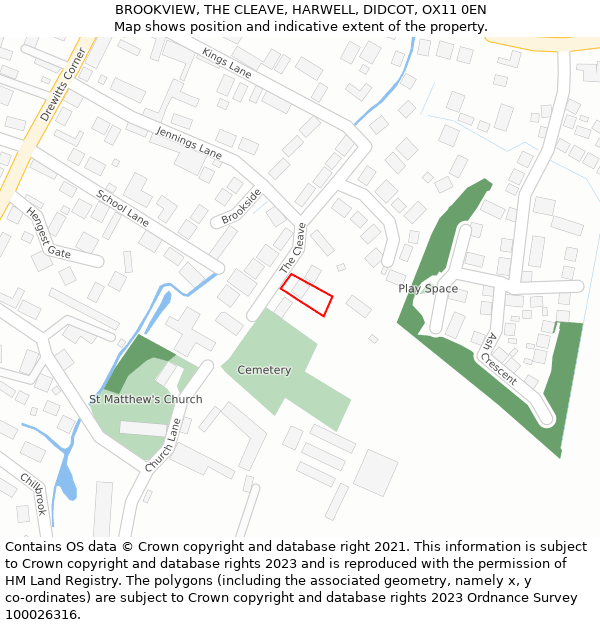 BROOKVIEW, THE CLEAVE, HARWELL, DIDCOT, OX11 0EN: Location map and indicative extent of plot