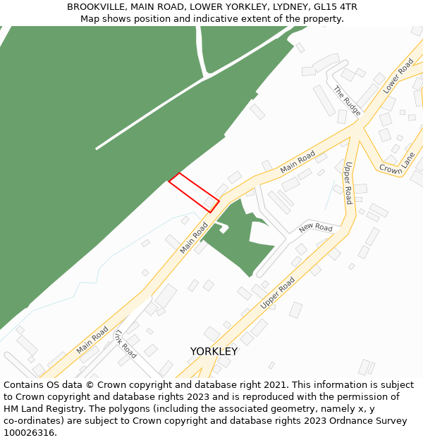 BROOKVILLE, MAIN ROAD, LOWER YORKLEY, LYDNEY, GL15 4TR: Location map and indicative extent of plot
