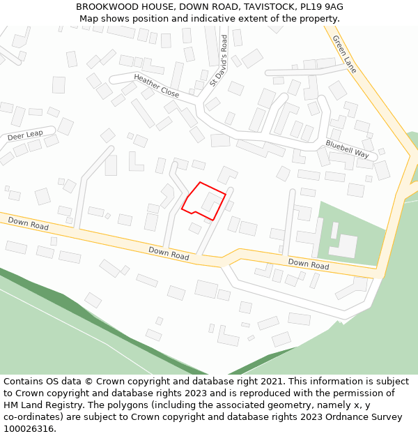 BROOKWOOD HOUSE, DOWN ROAD, TAVISTOCK, PL19 9AG: Location map and indicative extent of plot