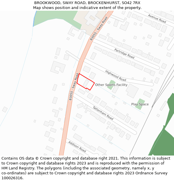 BROOKWOOD, SWAY ROAD, BROCKENHURST, SO42 7RX: Location map and indicative extent of plot