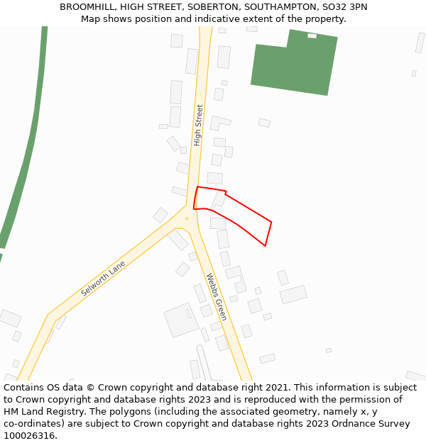 BROOMHILL, HIGH STREET, SOBERTON, SOUTHAMPTON, SO32 3PN: Location map and indicative extent of plot