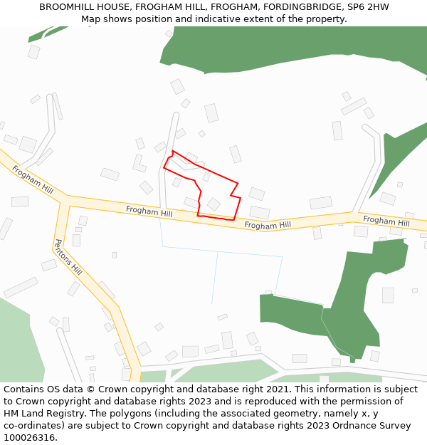 BROOMHILL HOUSE, FROGHAM HILL, FROGHAM, FORDINGBRIDGE, SP6 2HW: Location map and indicative extent of plot