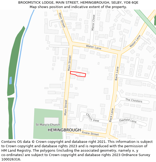 BROOMSTICK LODGE, MAIN STREET, HEMINGBROUGH, SELBY, YO8 6QE: Location map and indicative extent of plot