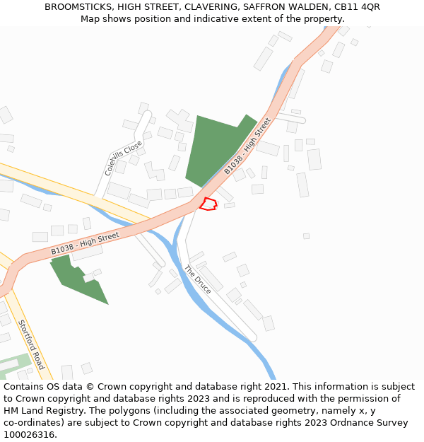 BROOMSTICKS, HIGH STREET, CLAVERING, SAFFRON WALDEN, CB11 4QR: Location map and indicative extent of plot