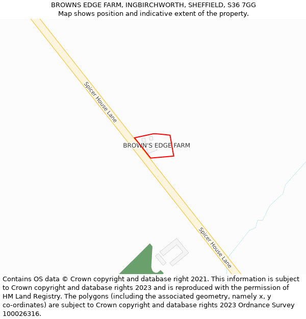 BROWNS EDGE FARM, INGBIRCHWORTH, SHEFFIELD, S36 7GG: Location map and indicative extent of plot