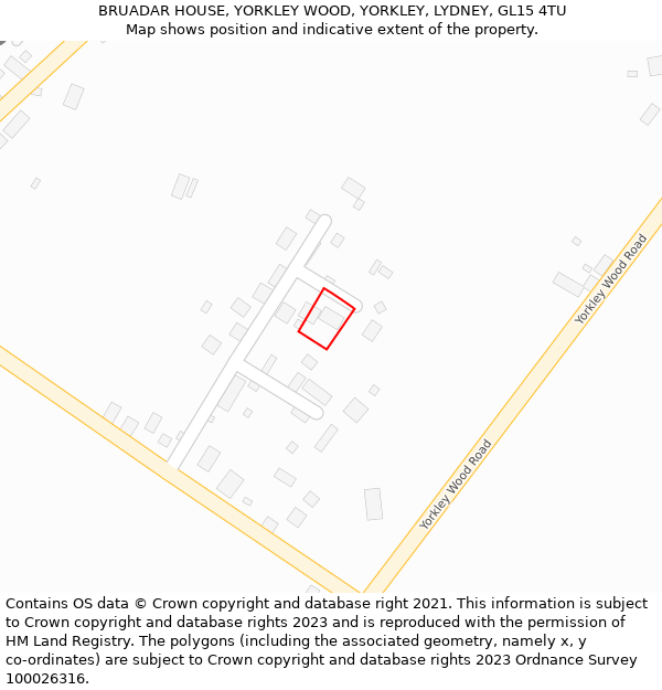 BRUADAR HOUSE, YORKLEY WOOD, YORKLEY, LYDNEY, GL15 4TU: Location map and indicative extent of plot