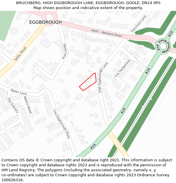 BRUCHBERG, HIGH EGGBOROUGH LANE, EGGBOROUGH, GOOLE, DN14 0PS: Location map and indicative extent of plot