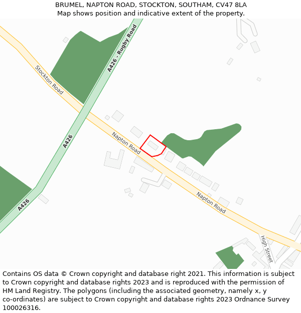 BRUMEL, NAPTON ROAD, STOCKTON, SOUTHAM, CV47 8LA: Location map and indicative extent of plot