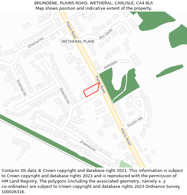 BRUNDENE, PLAINS ROAD, WETHERAL, CARLISLE, CA4 8LA: Location map and indicative extent of plot