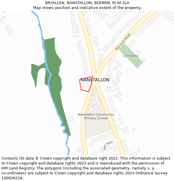 BRYALLEN, NANSTALLON, BODMIN, PL30 5LA: Location map and indicative extent of plot